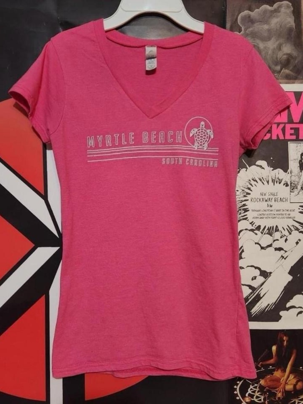 Y2k scene mcbling style Myrtle Beach pink shirt